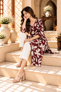 Maroon Floral Printed Rayon Kurti