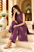 Mauve Purple Floral Vine Cord Set