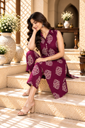 Violet Traditional Motif Cord Set