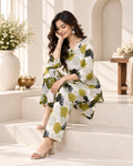 Olive Green Floral Printed Rayon Kurti Set