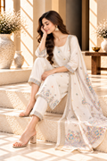 Ivory Floral Printed Viscose Kurta Set