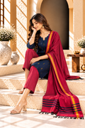 Navy Blue & Magenta Raw Silk Traditional Kurta Set