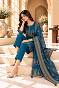 Teal Blue Printed Rayon Kurta Set