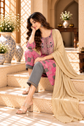 Pink Geometric Printed Rayon Kurta Set